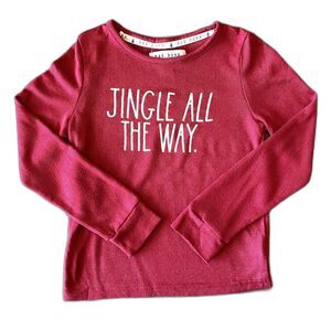 Rae Dunn Jingle All the Way Kids Size 8 Red Long Sleeve Tee Christmas Holiday